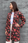 Quilted Cotton Coat In Black Botanical