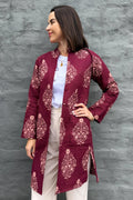 Quilted Cotton Coat In Pinotage Posy