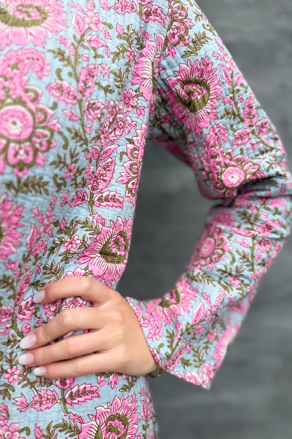 Quilted Cotton Coat In Protea Paisley