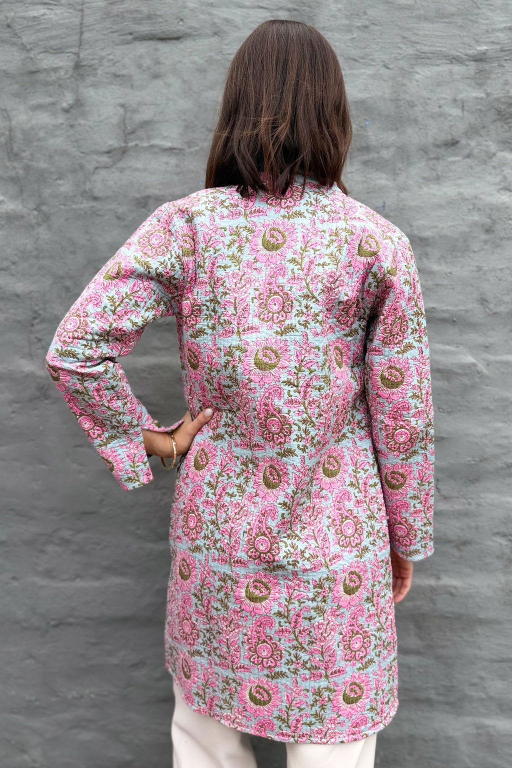 Quilted Cotton Coat In Protea Paisley