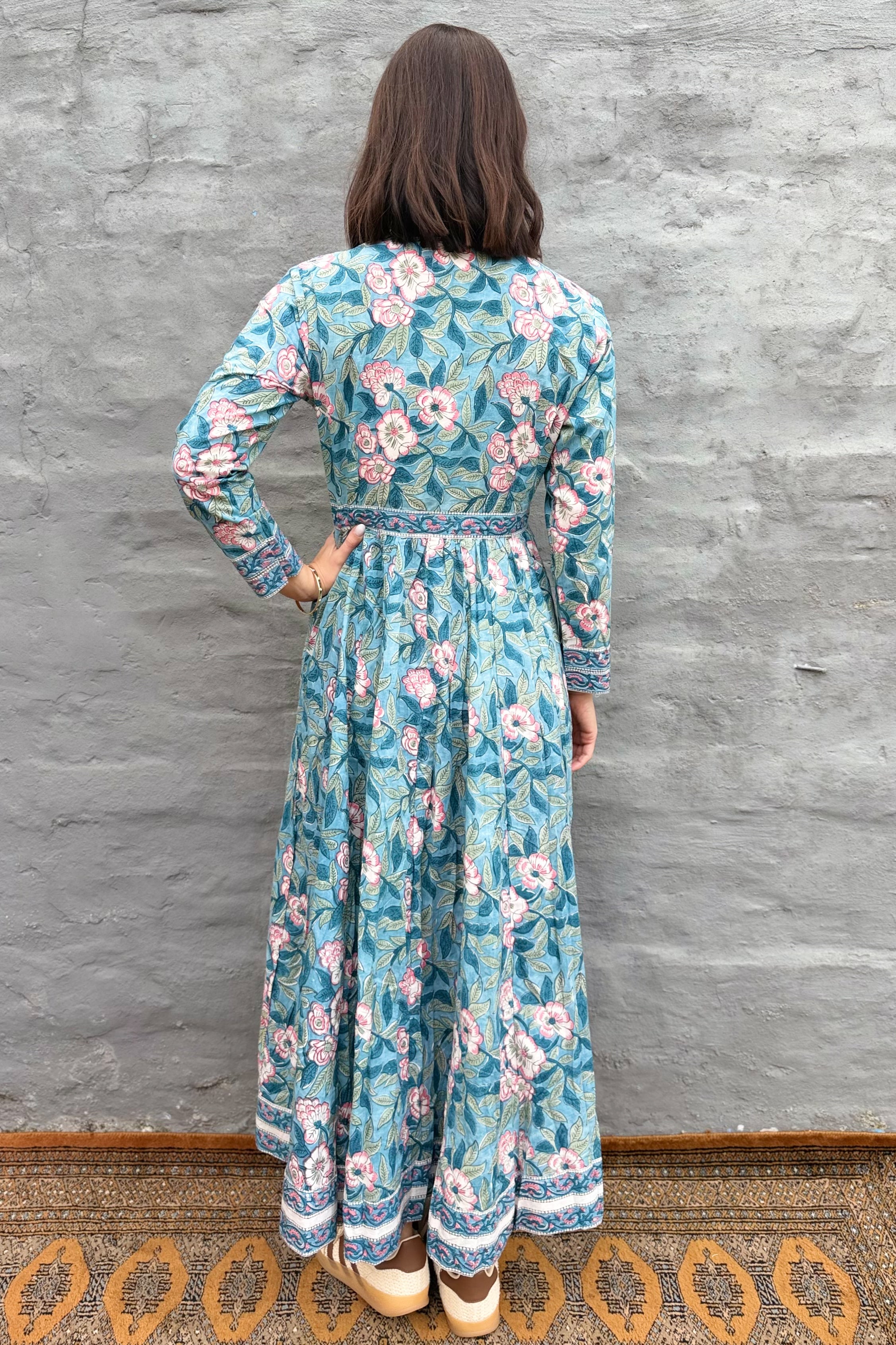 Mabel Dress In Dusty Blue Floral