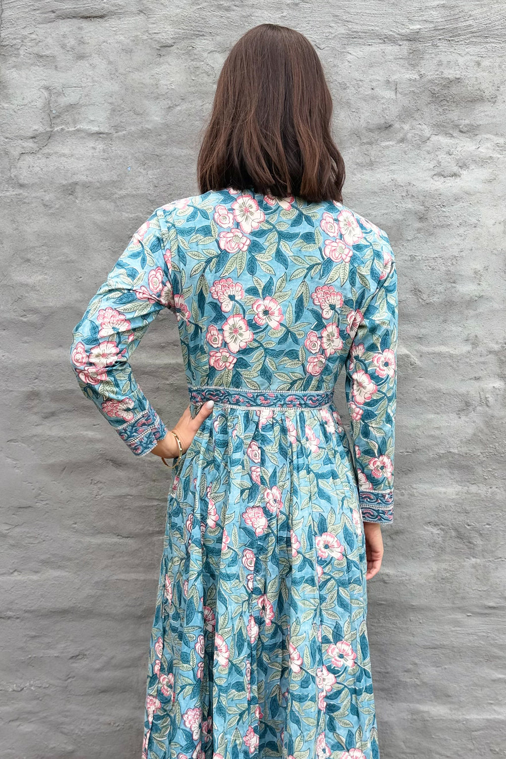 Mabel Dress In Dusty Blue Floral