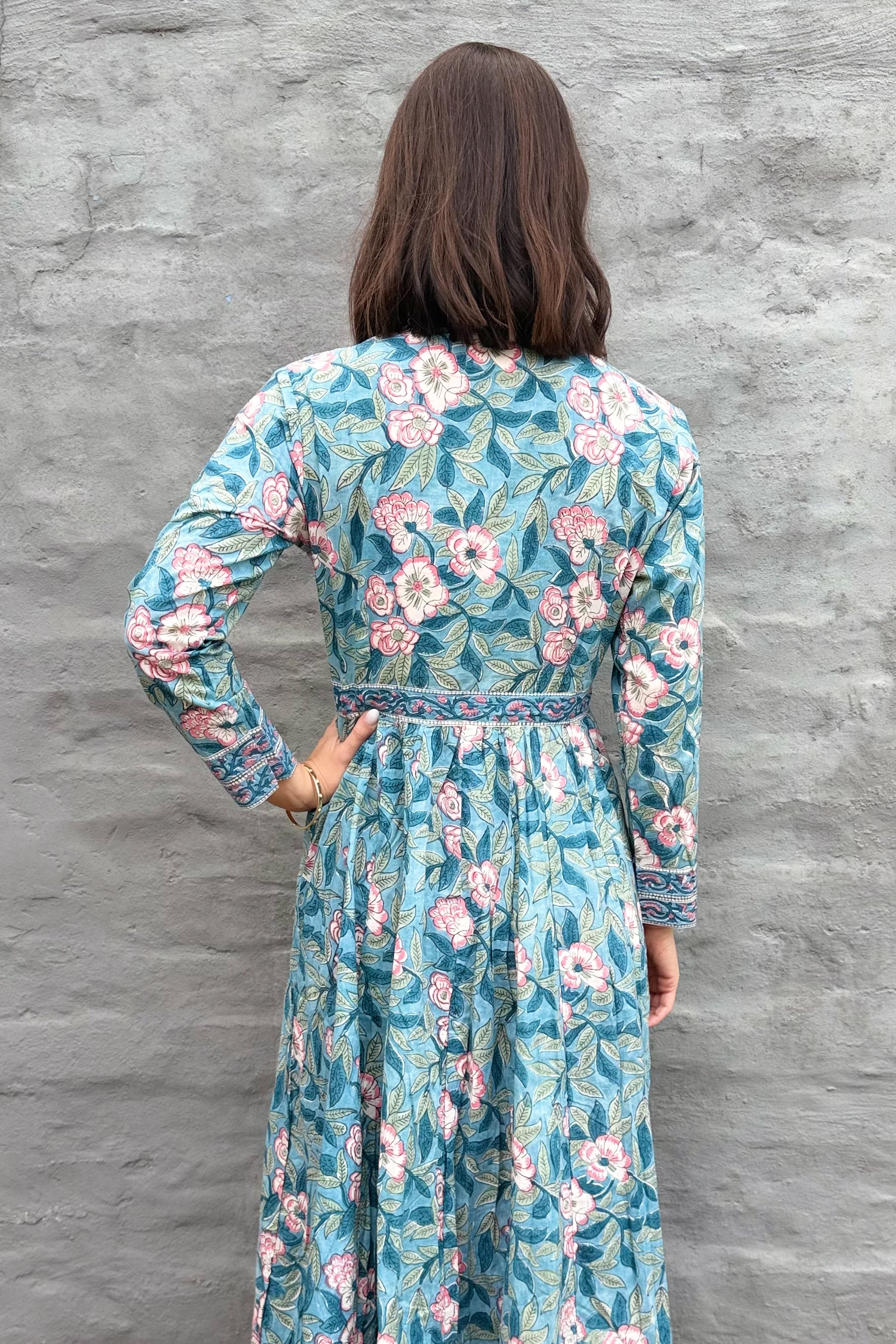 Mabel Dress In Dusty Blue Floral