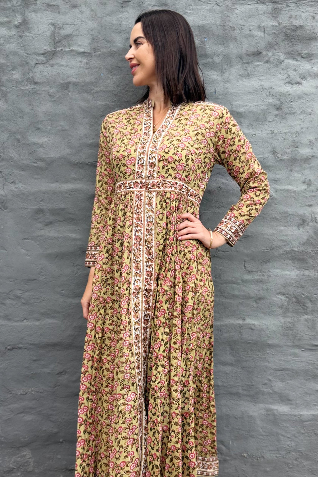 Mabel Dress In Sage Botanical