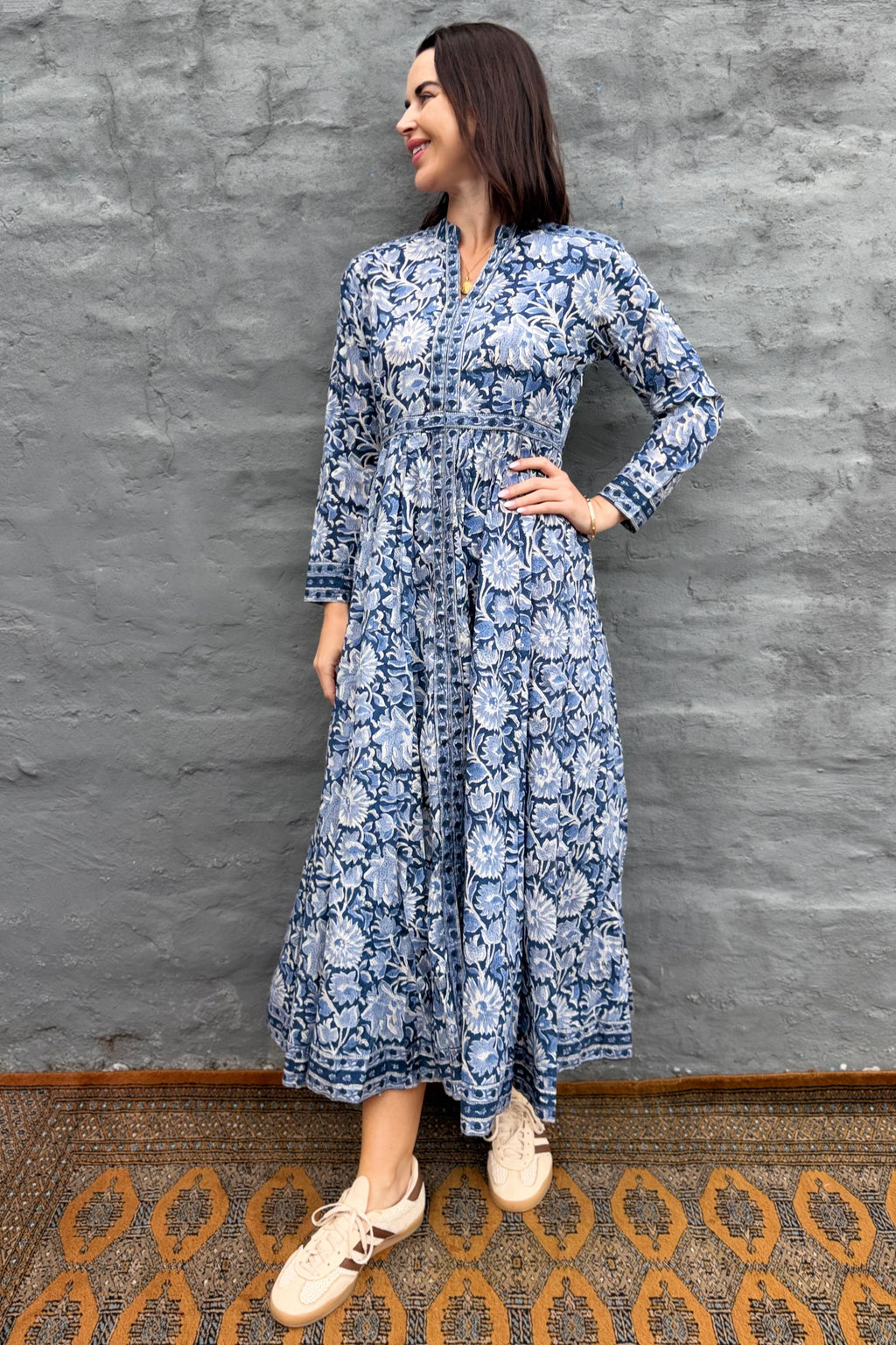 Mabel Dress In Indigo Floral