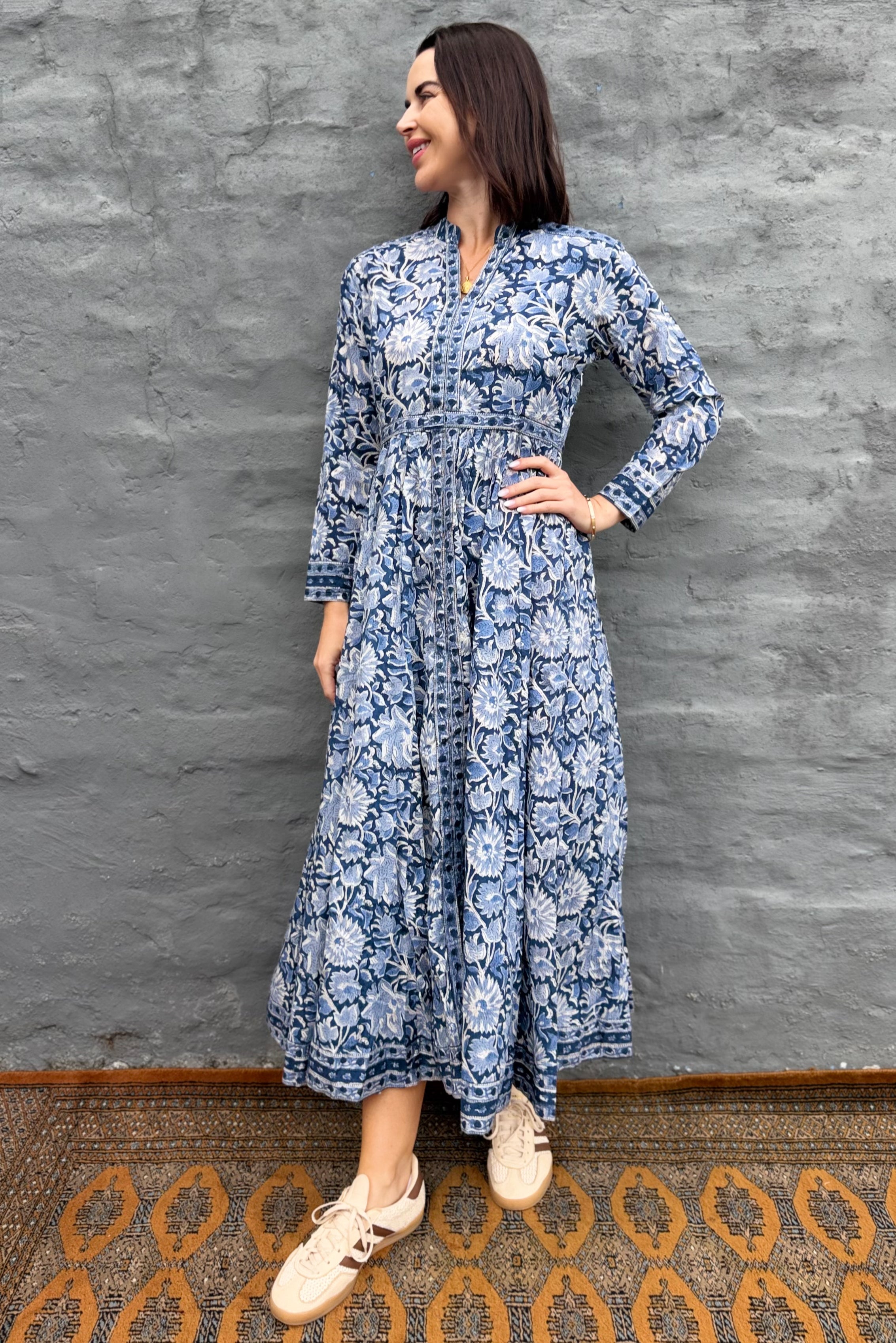 Mabel Dress In Indigo Floral