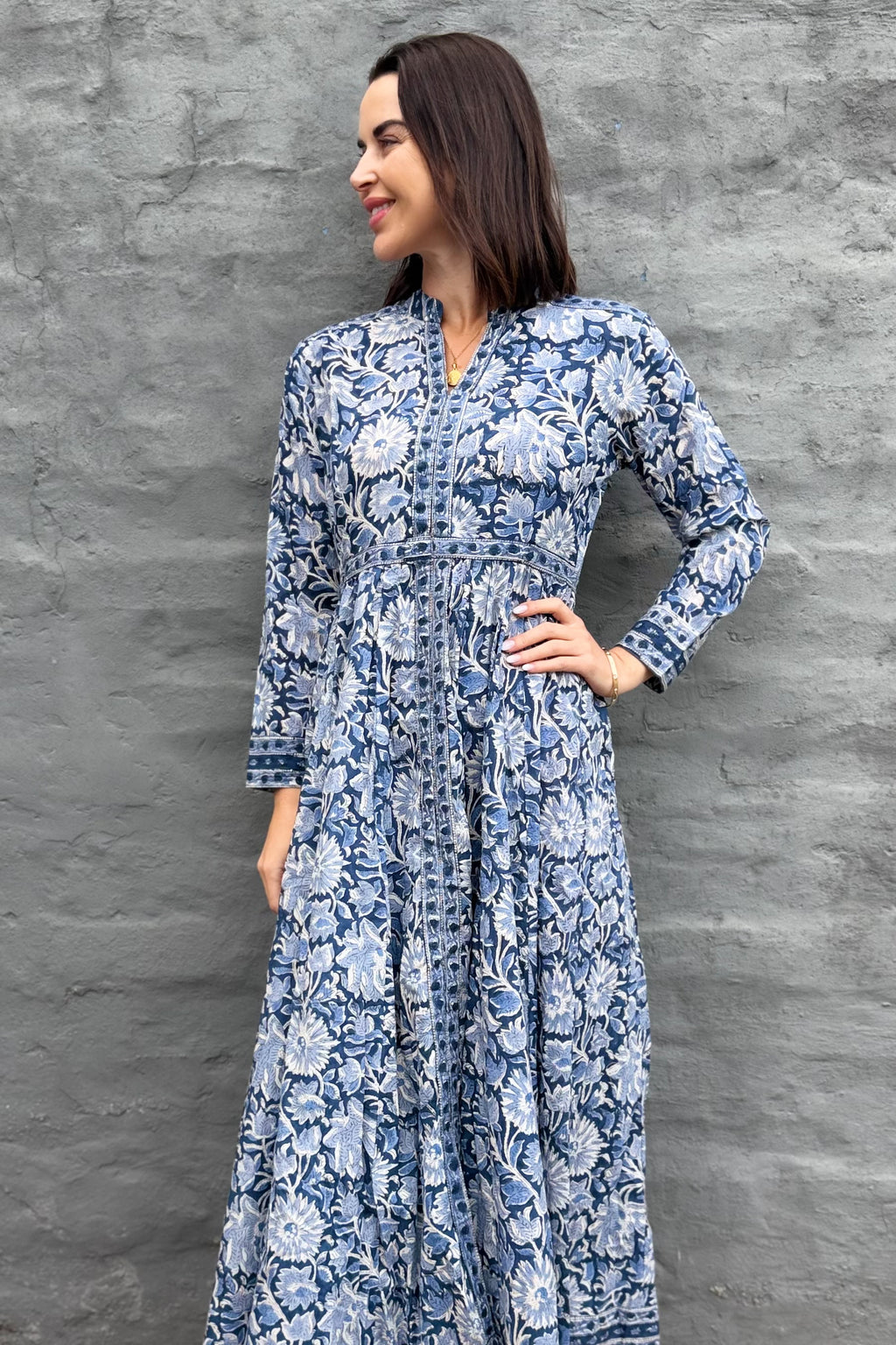 Mabel Dress In Indigo Floral