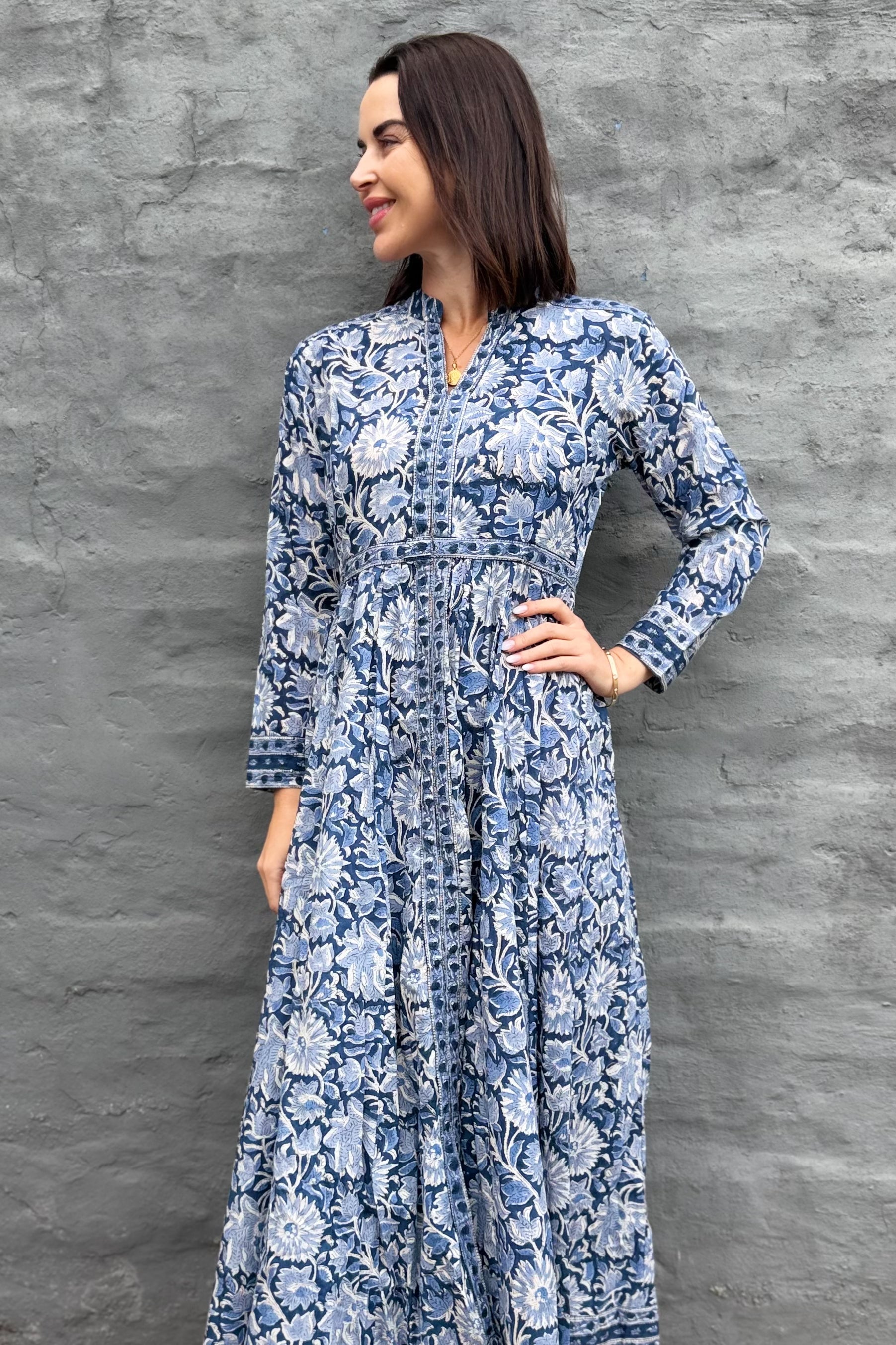 Mabel Dress In Indigo Floral