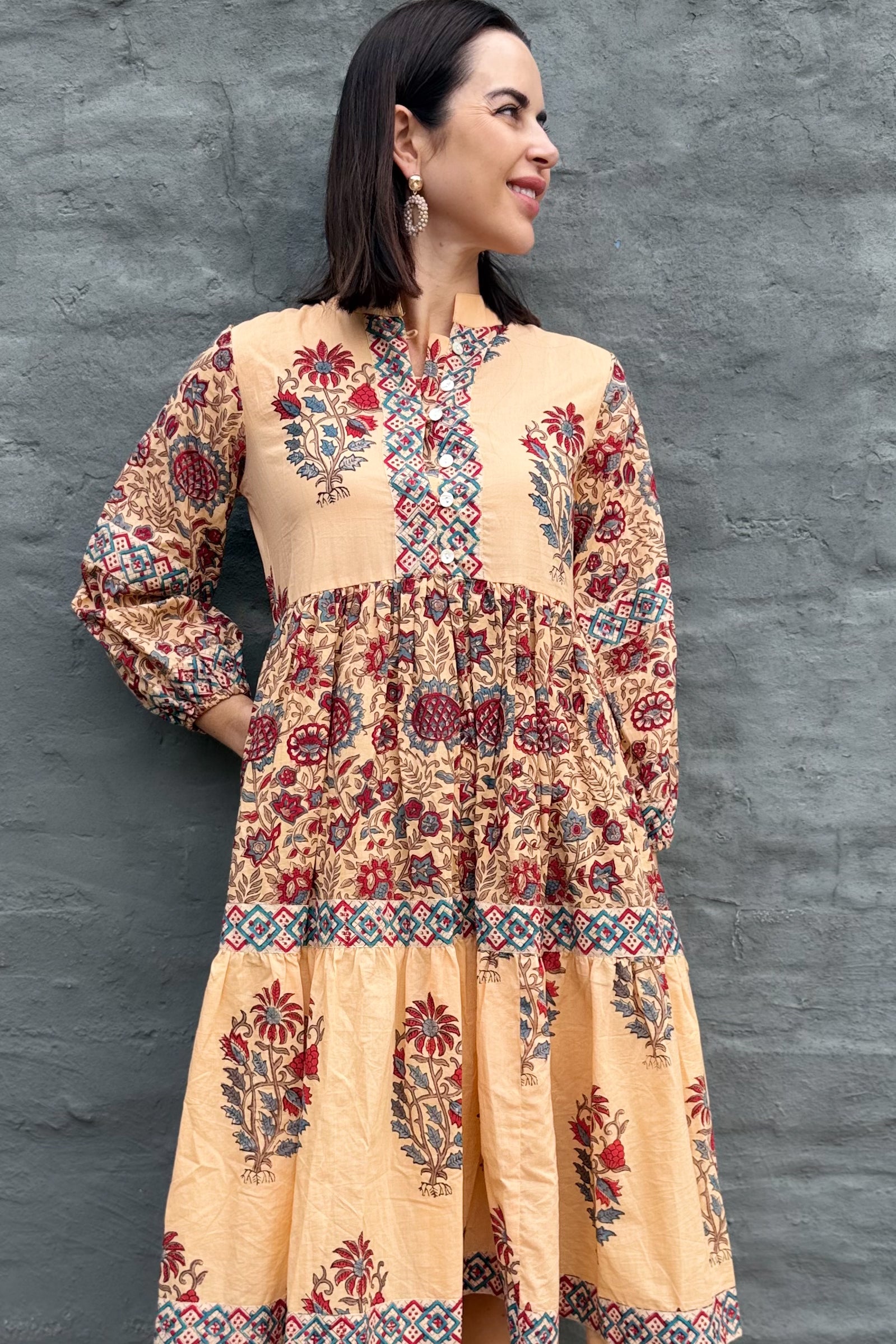 Betty Dress In Warm Ruby Floral