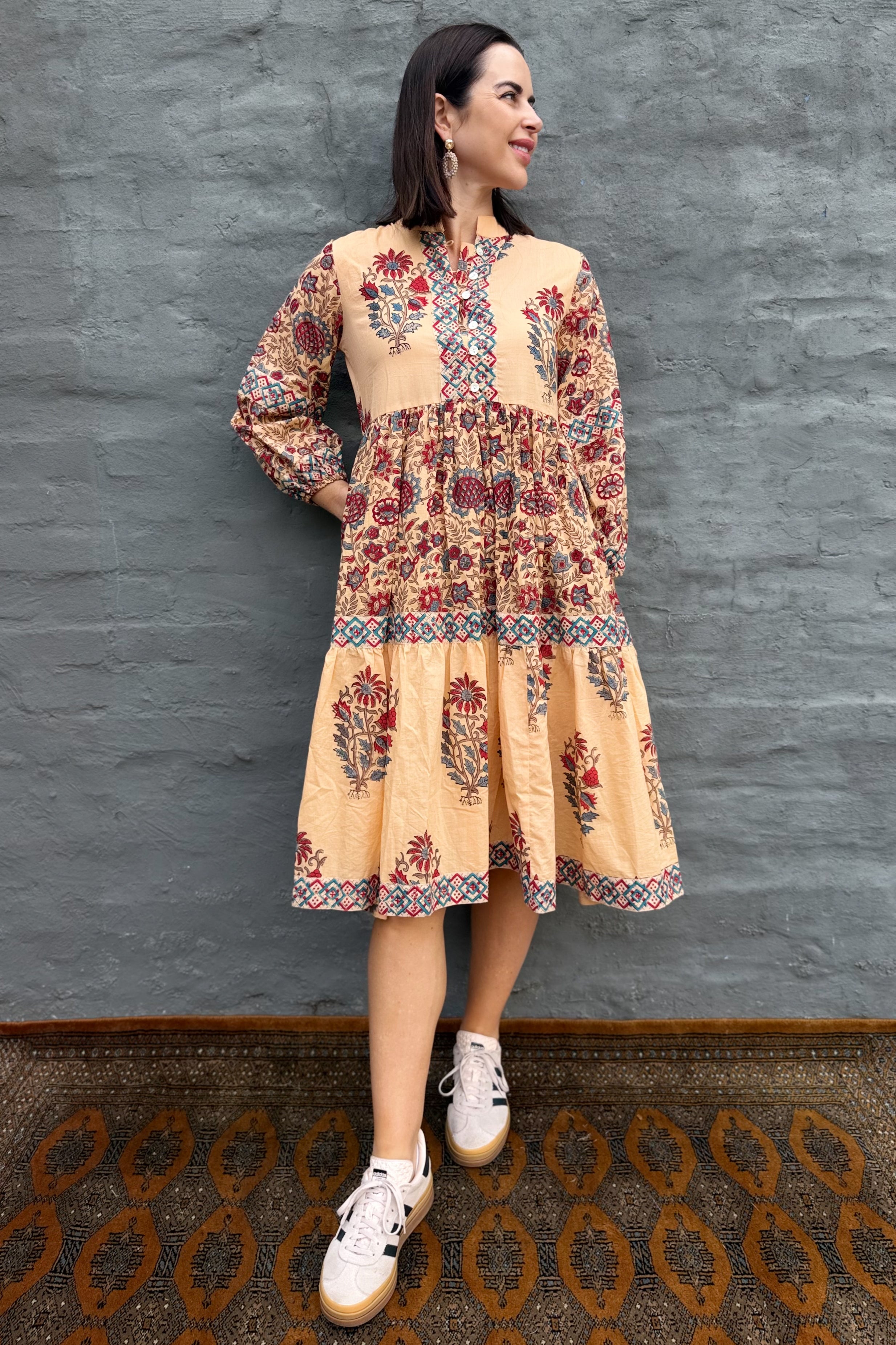 Betty Dress In Warm Ruby Floral