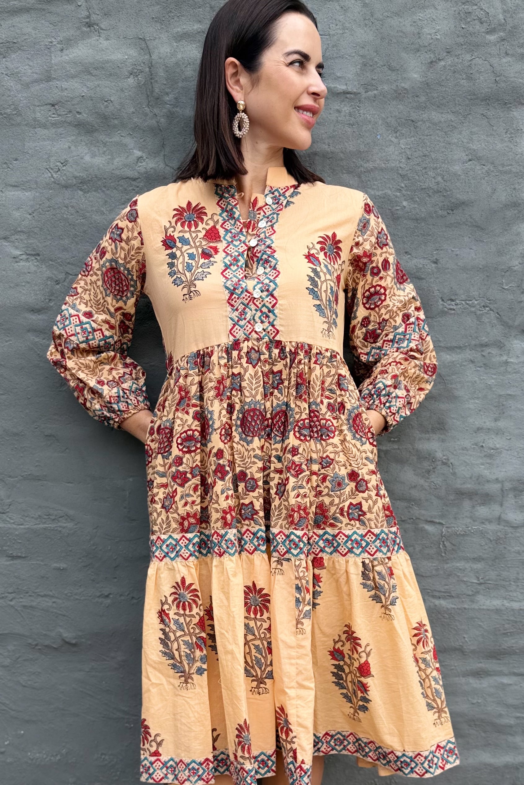 Betty Dress In Warm Ruby Floral