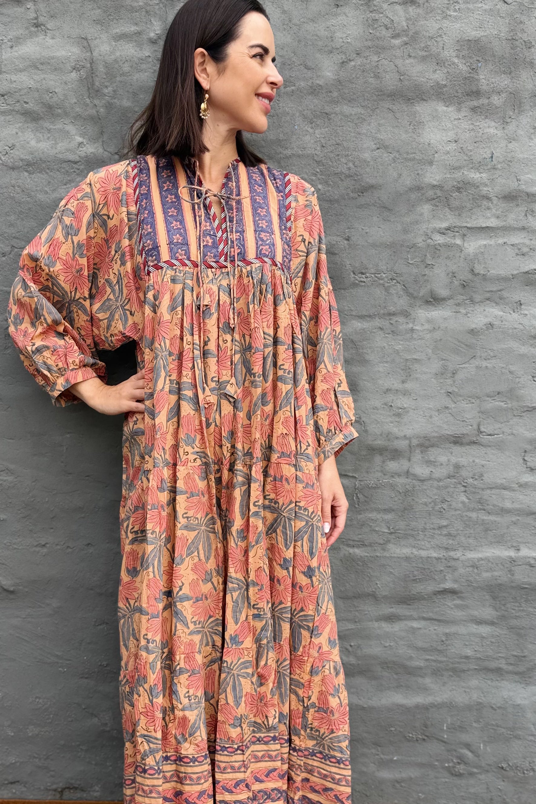 Delilah Dress In Peachy Pink Floral