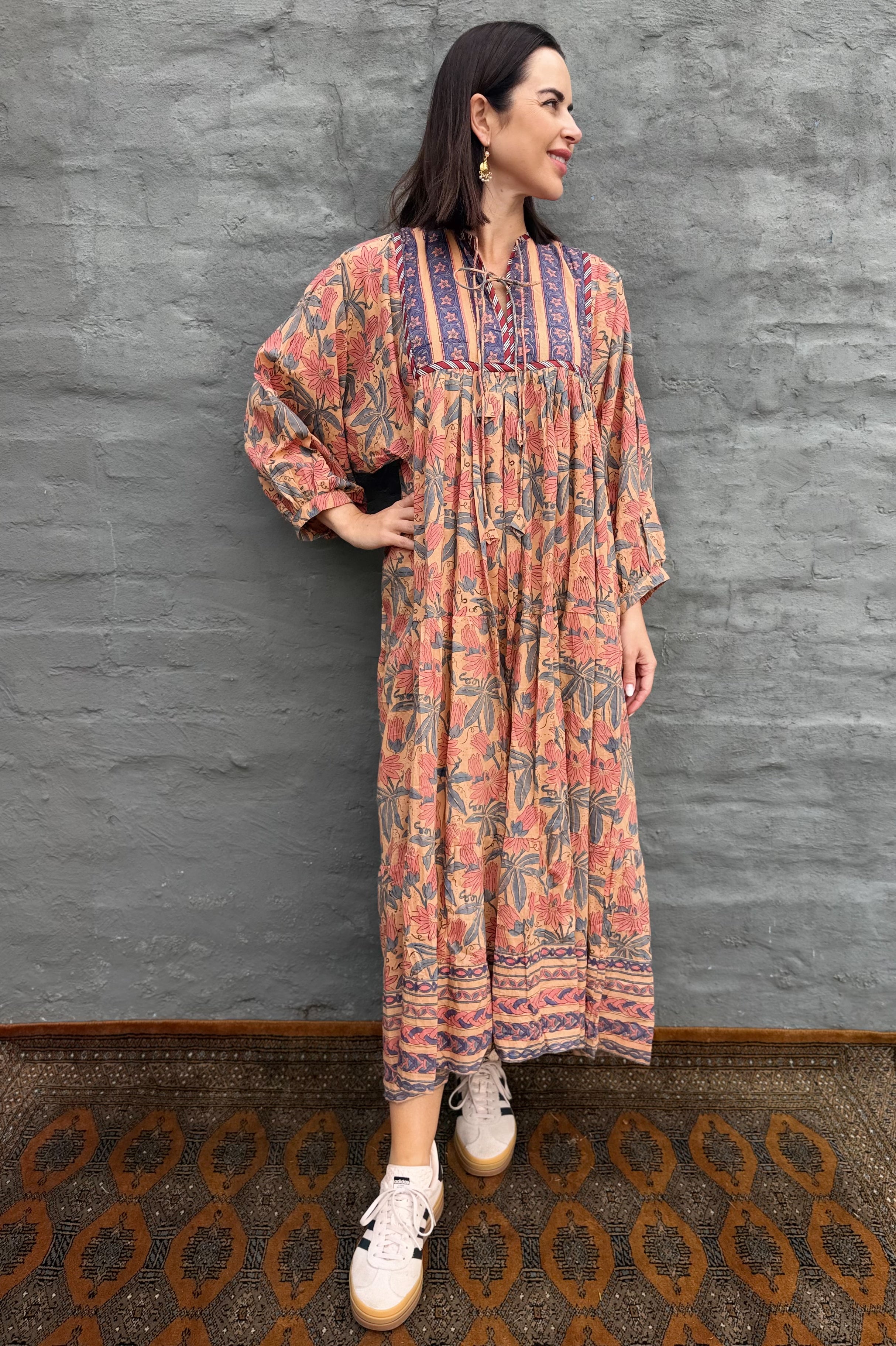Delilah Dress In Peachy Pink Floral