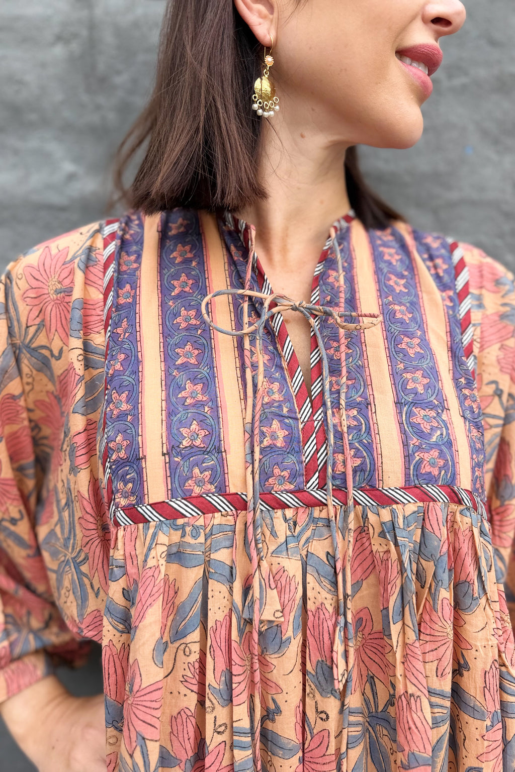 Delilah Dress In Peachy Pink Floral
