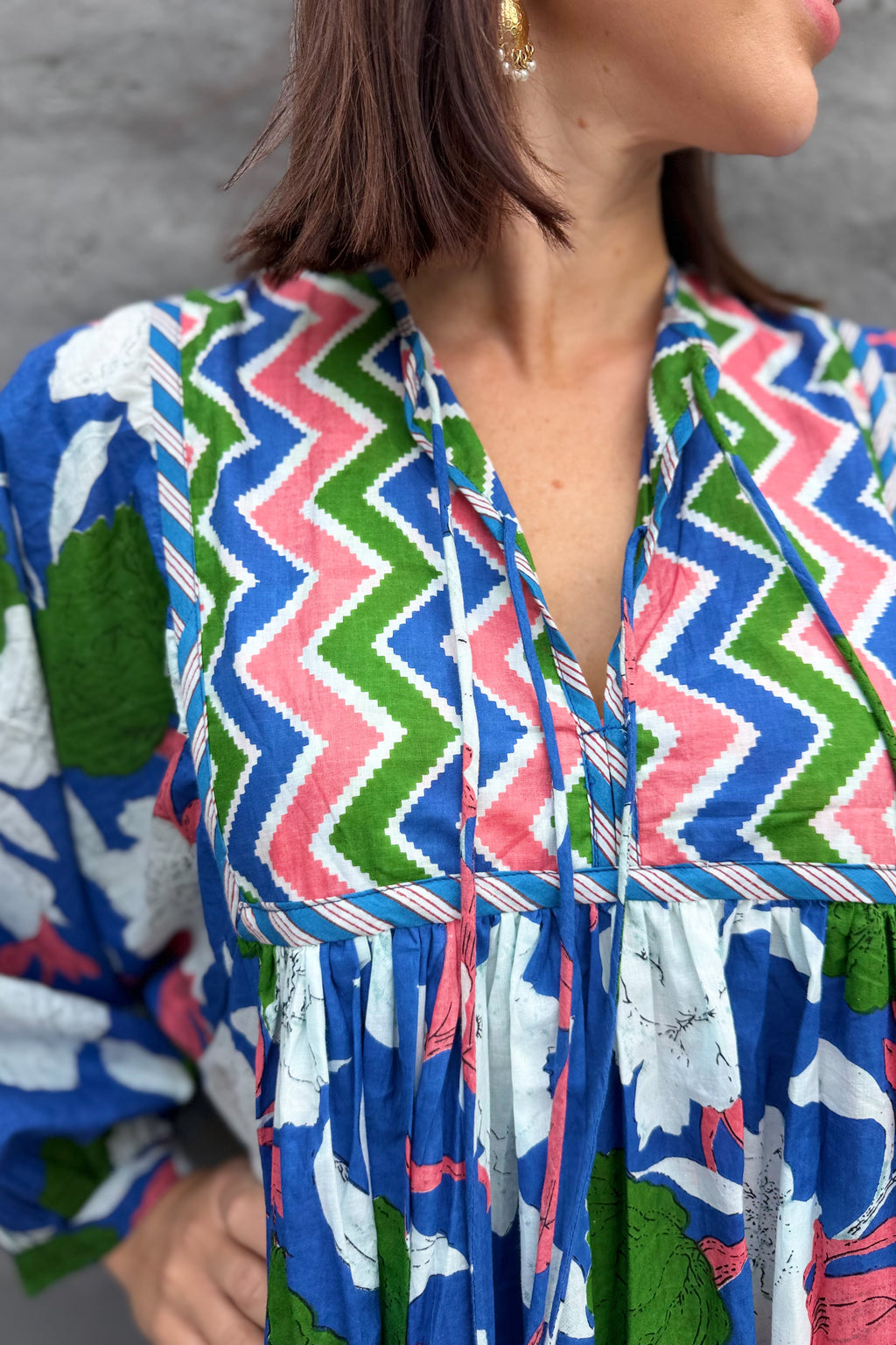 Delilah Dress In Royal Geometric