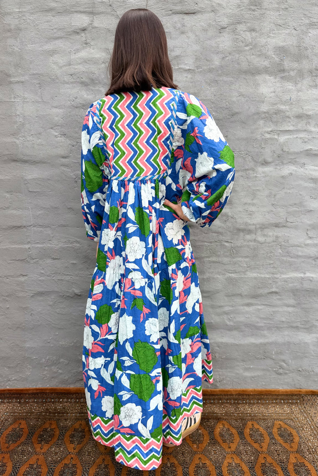 Delilah Dress In Royal Geometric