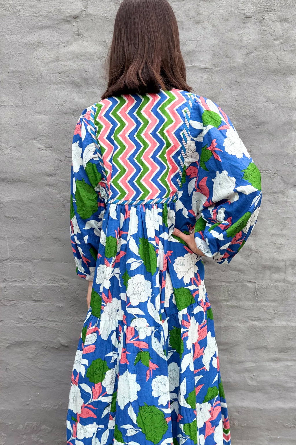 Delilah Dress In Royal Geometric