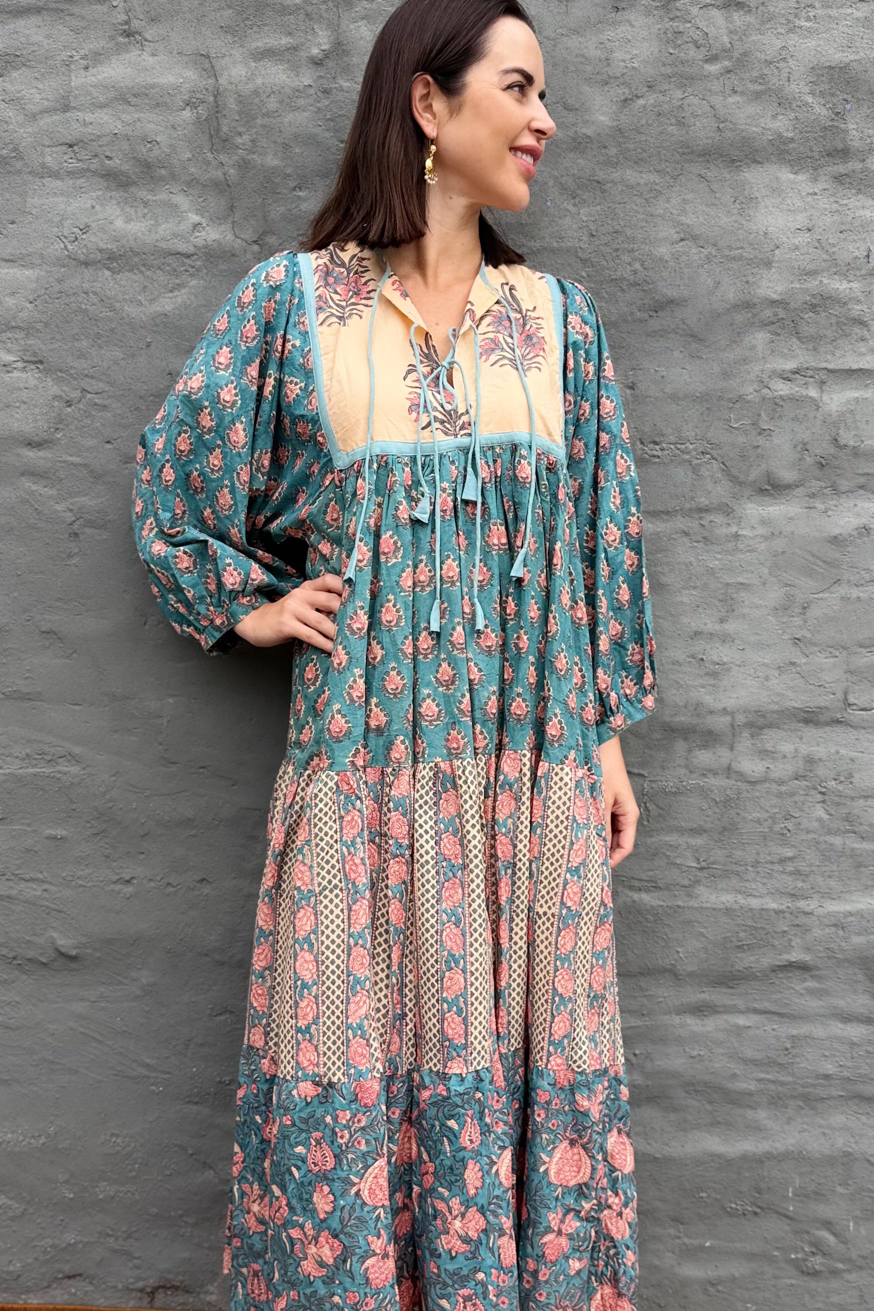 Delilah Dress In Sky & Rose