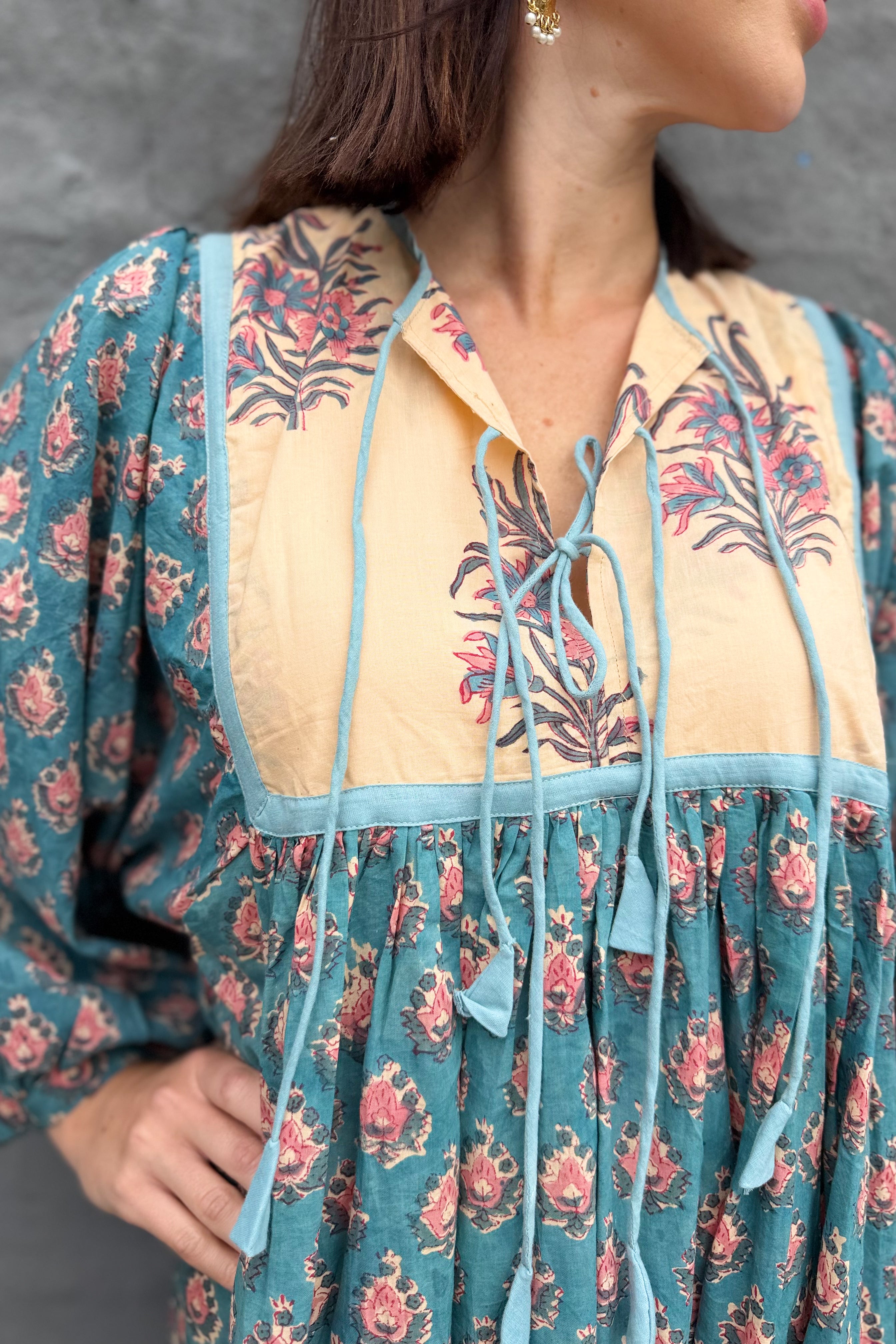 Delilah Dress In Sky & Rose