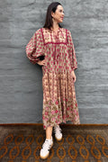 Delilah Dress In Sage & Burgundy