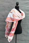 Cotton Dupatta In Pink & Gold Bouquet
