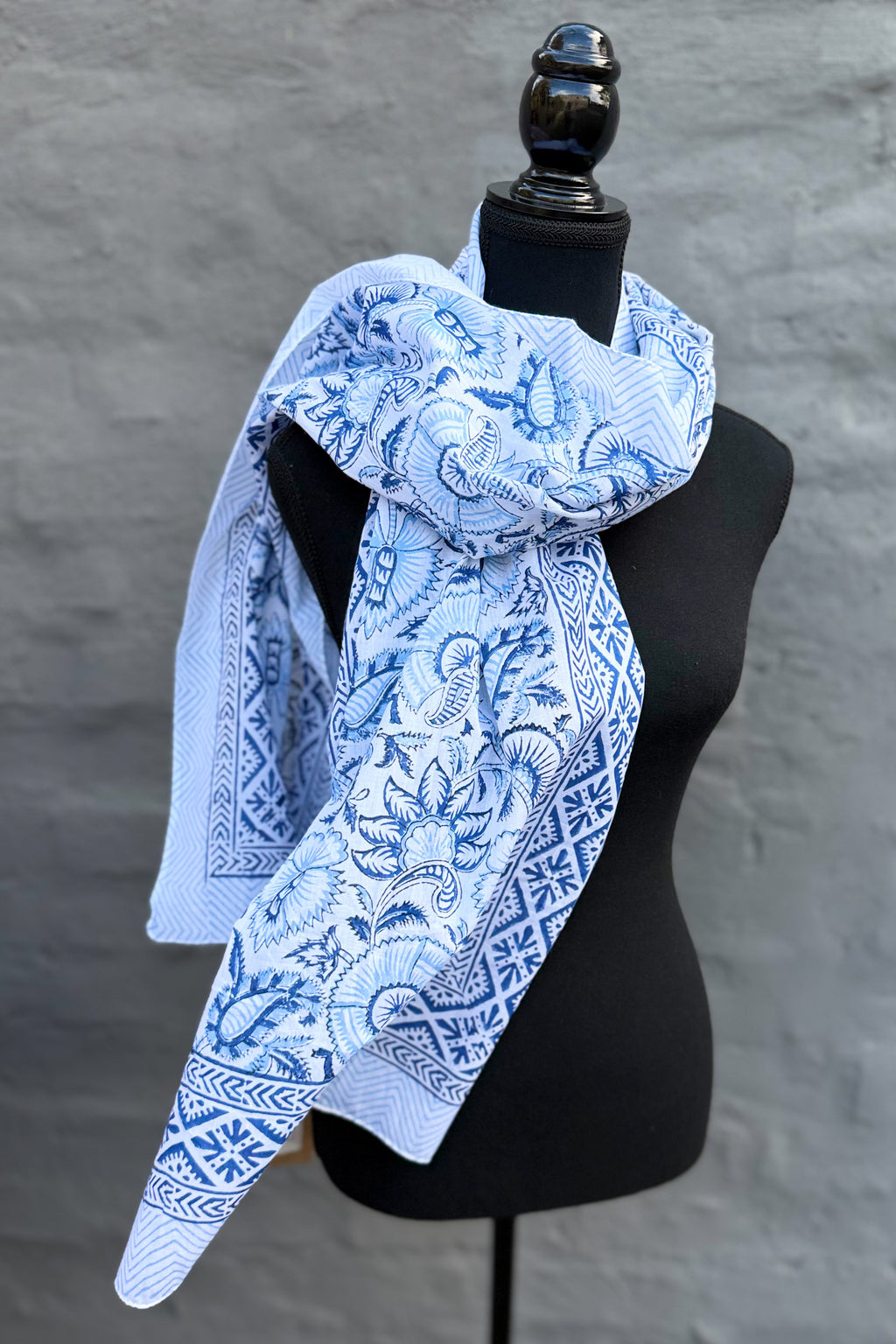 Cotton Scarf In Shades Of Blue