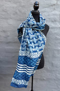 Cotton Scarf In Abstract Indigo