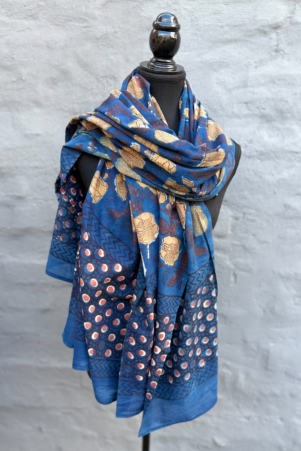 Cotton Scarf In Midnight Hibiscus