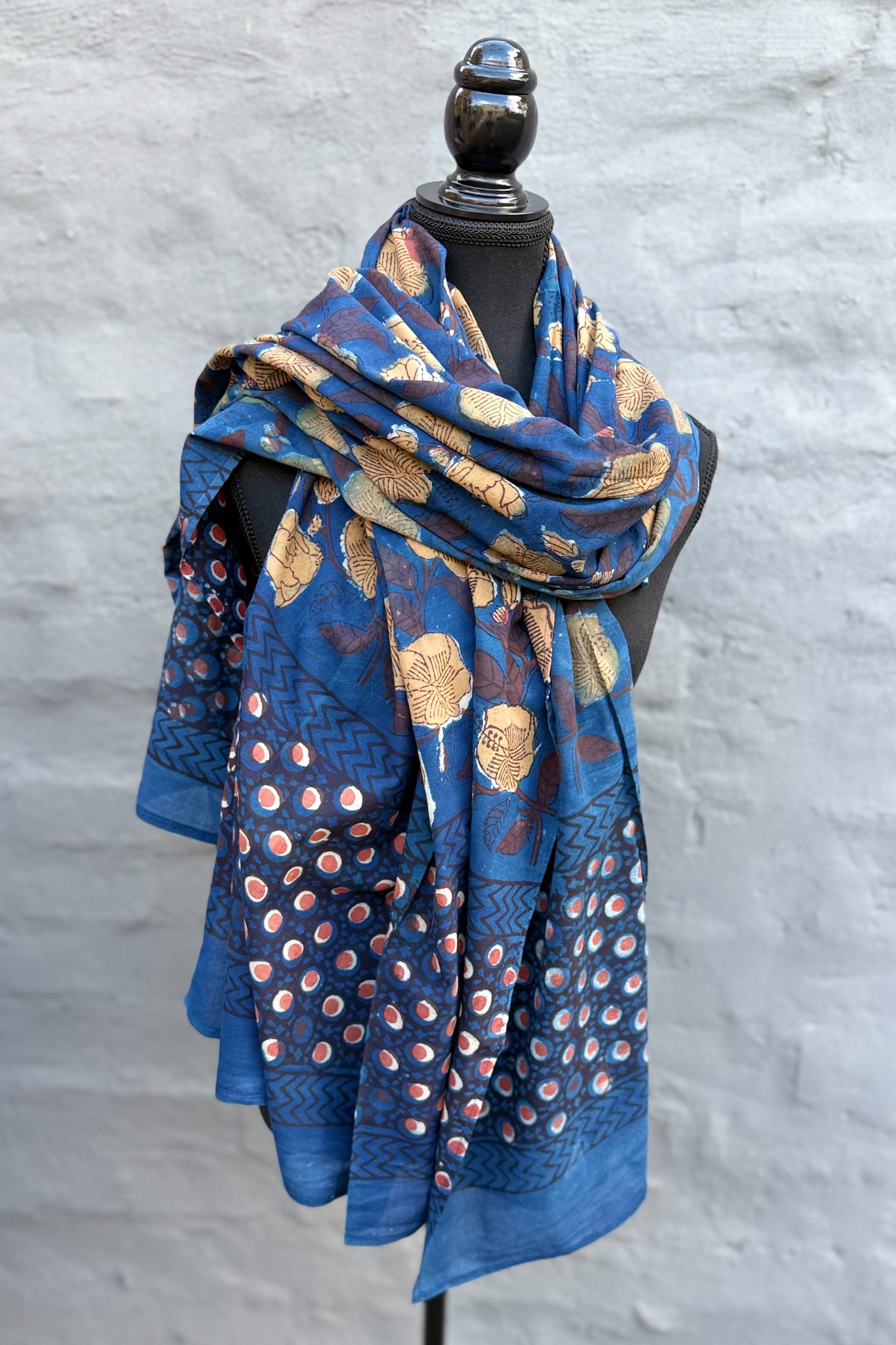 Cotton Scarf In Midnight Hibiscus