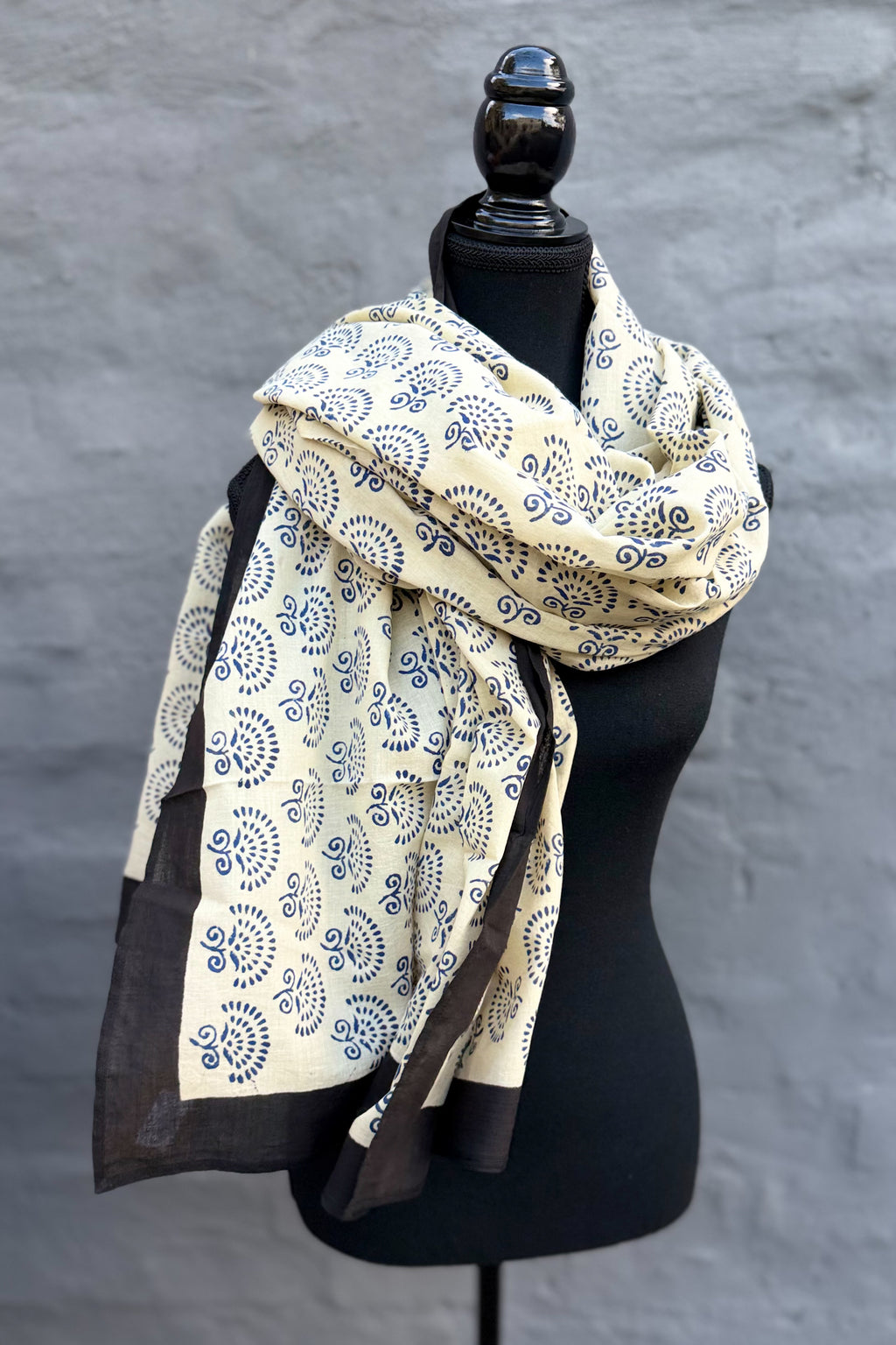 Cotton Scarf In Blue Dahlia