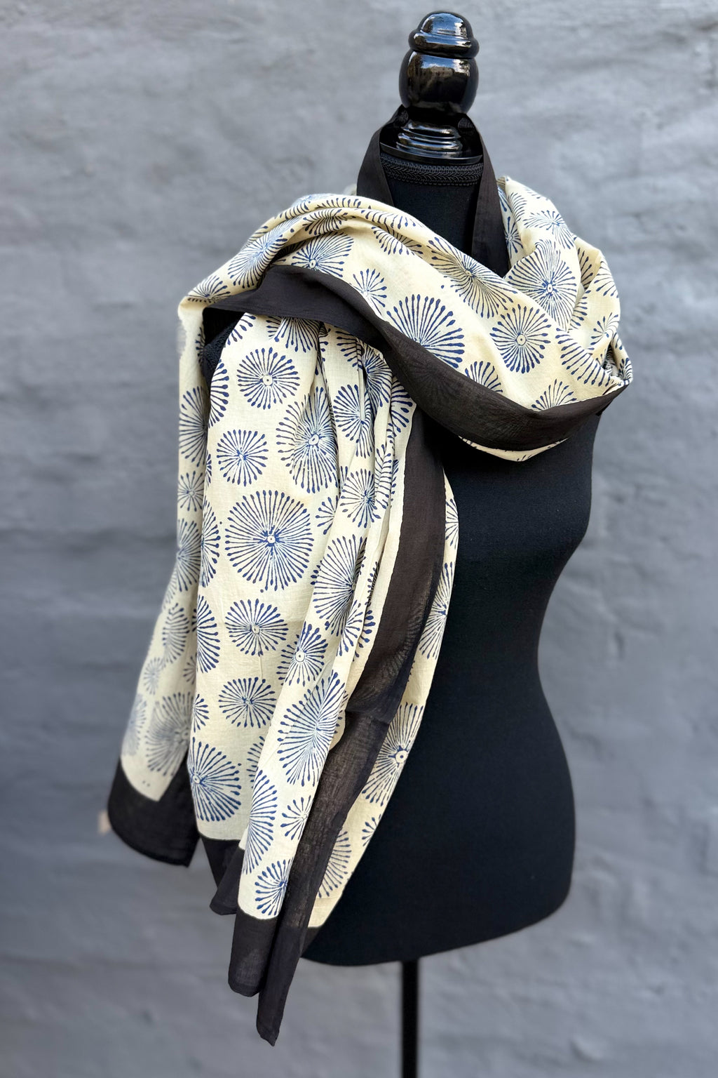 Cotton Scarf In Blue Urchin