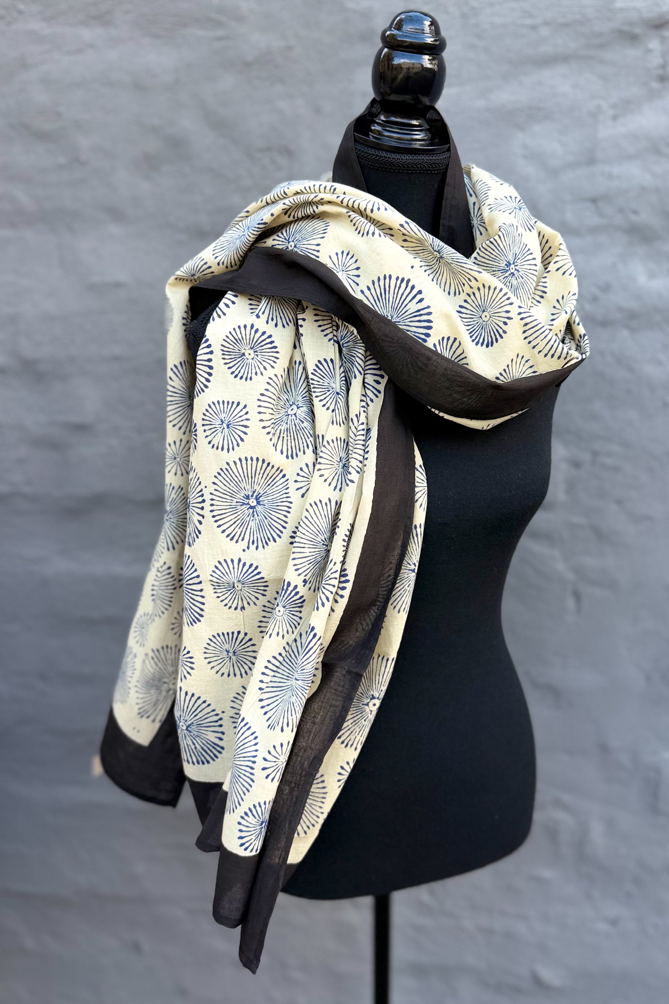 Cotton Scarf In Blue Urchin
