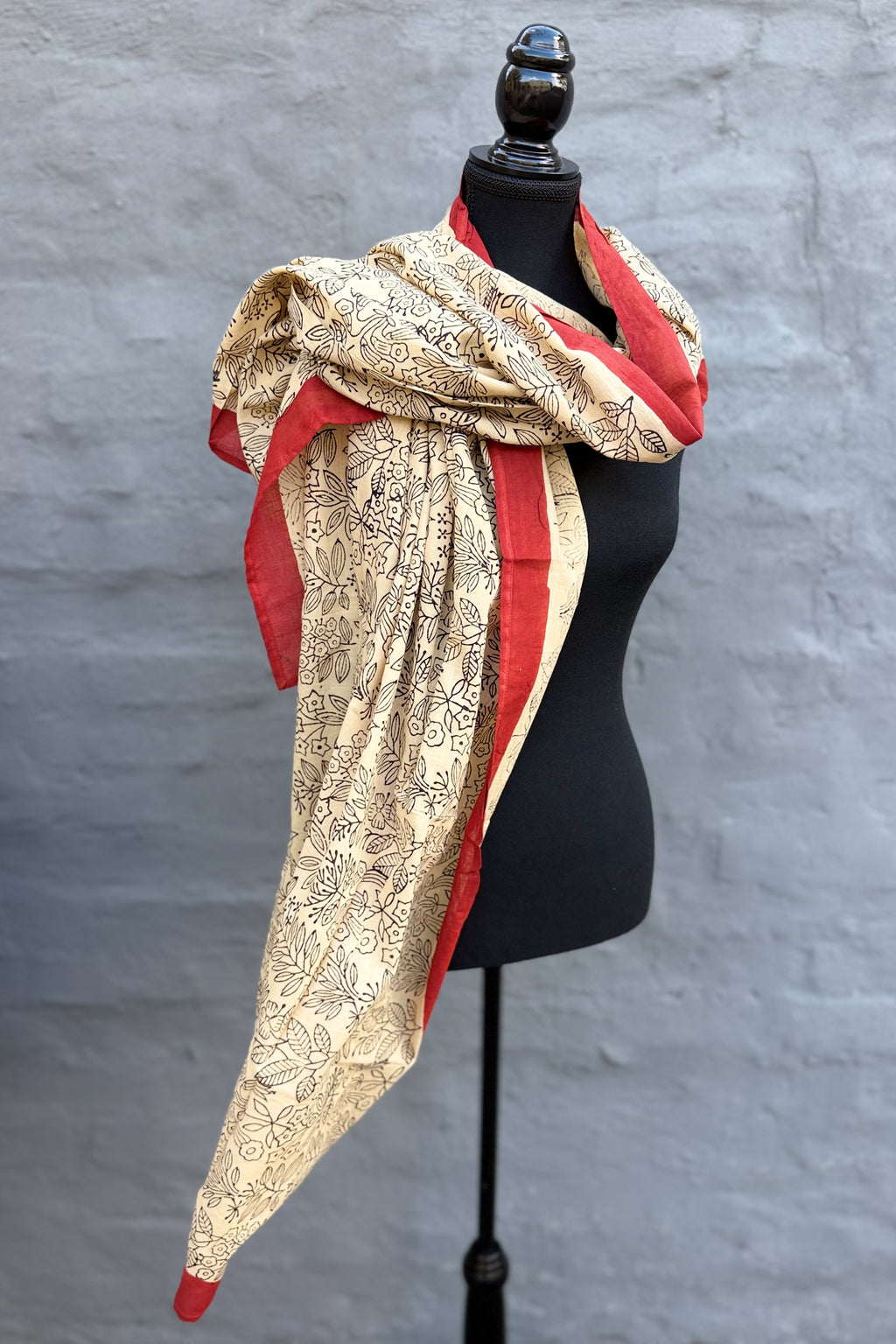 Cotton Scarf In Sandy Botanical