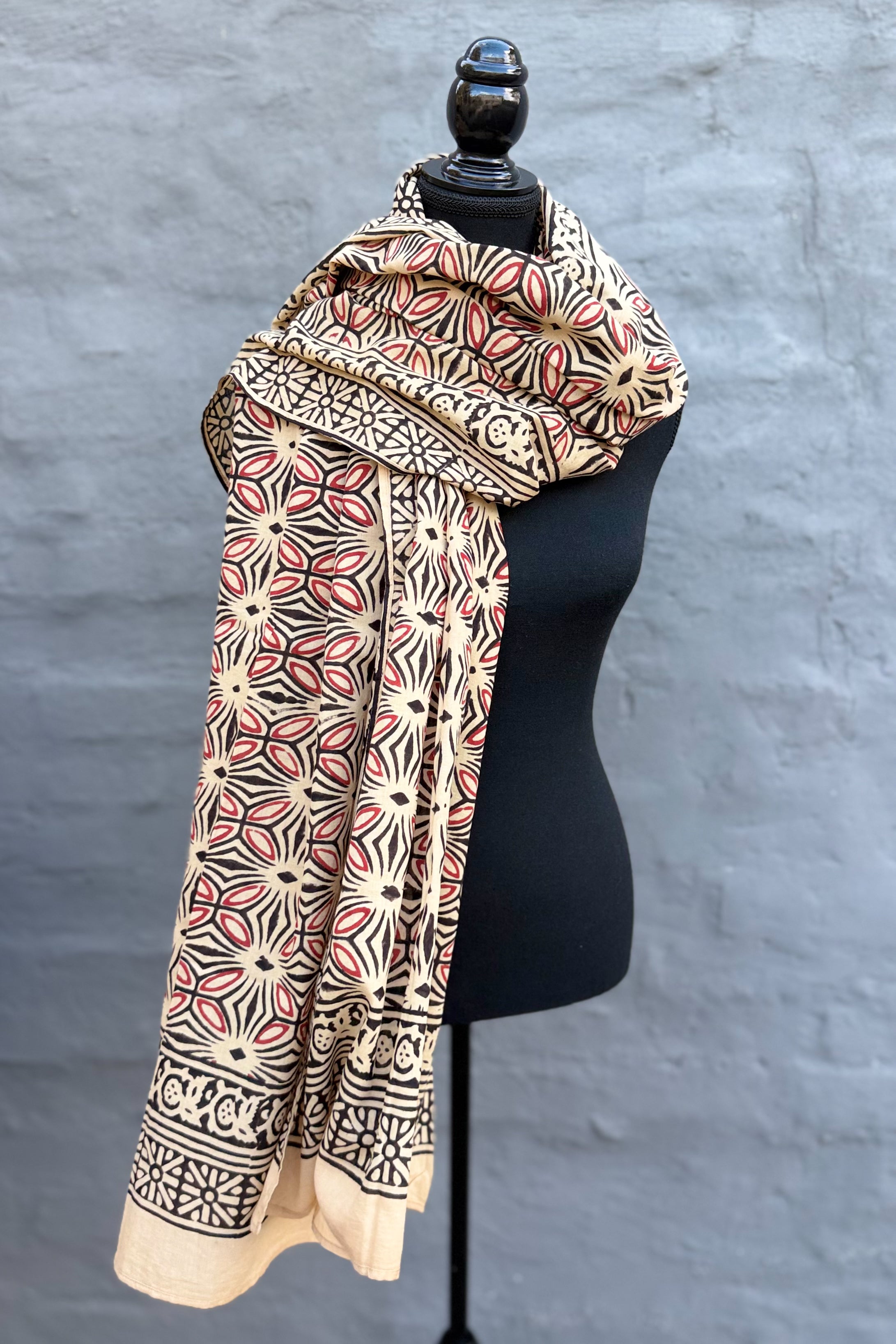 Cotton Scarf In Earthy Kaleidoscope