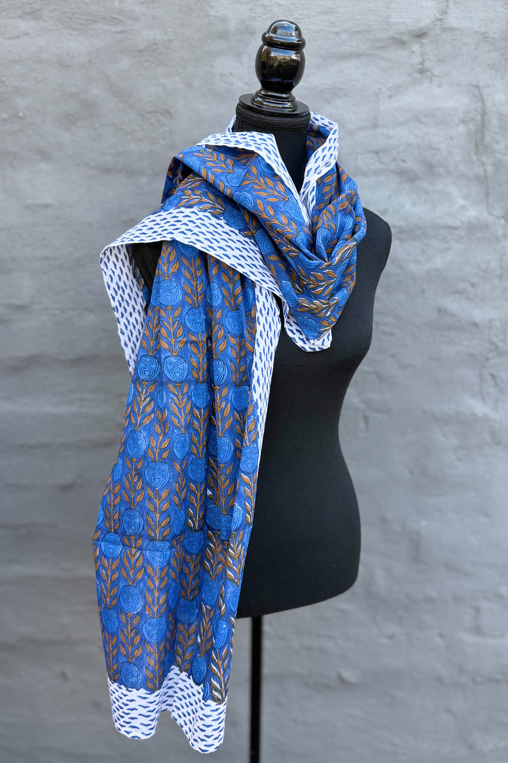 Cotton Scarf In Sapphire Bloom