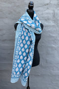 Cotton Scarf In Blue Leaf