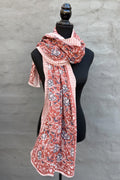 Cotton Scarf In Rust Botanical