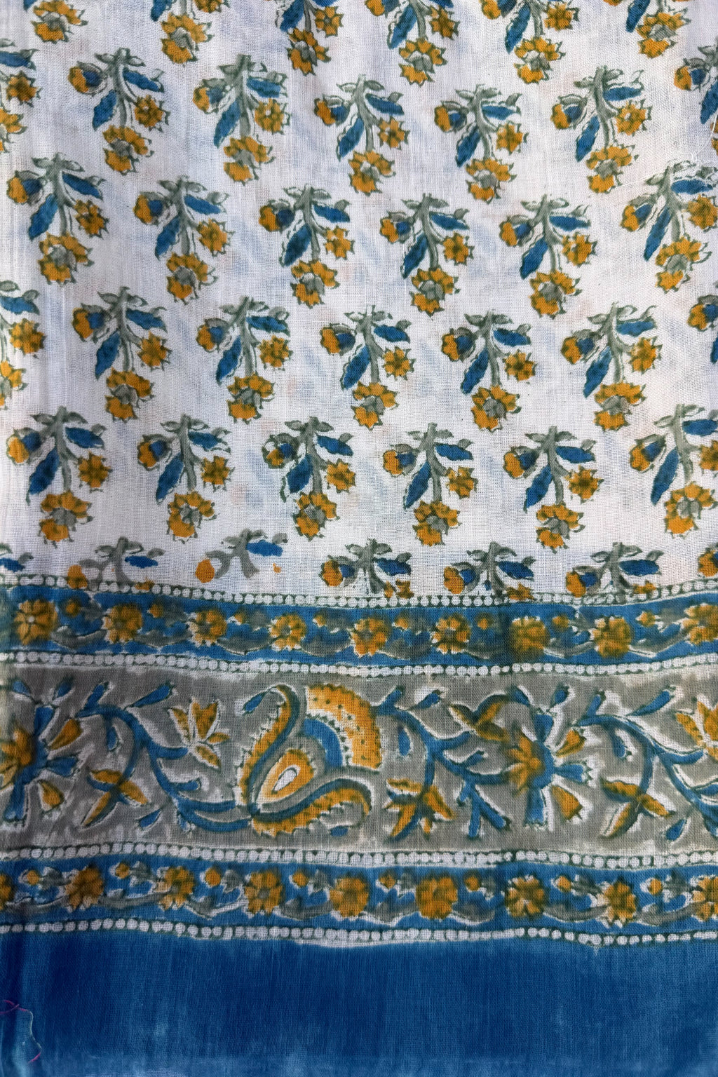 Cotton Dupatta In Jade & Gold