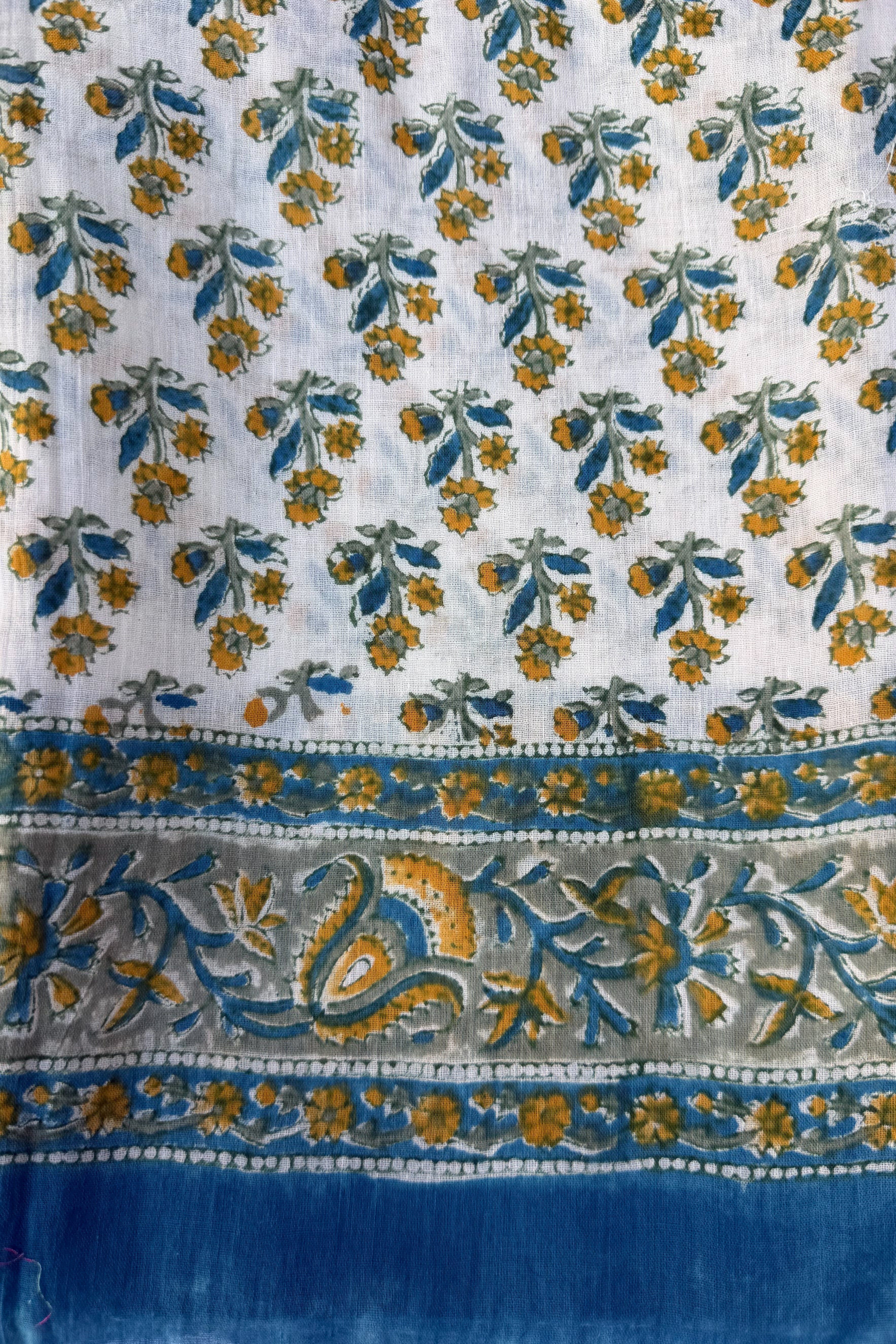 Cotton Dupatta In Jade & Gold