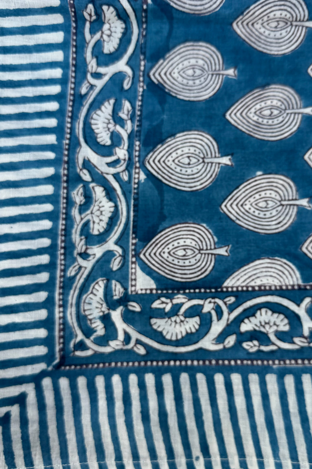 Cotton Scarf In Blue Leaf