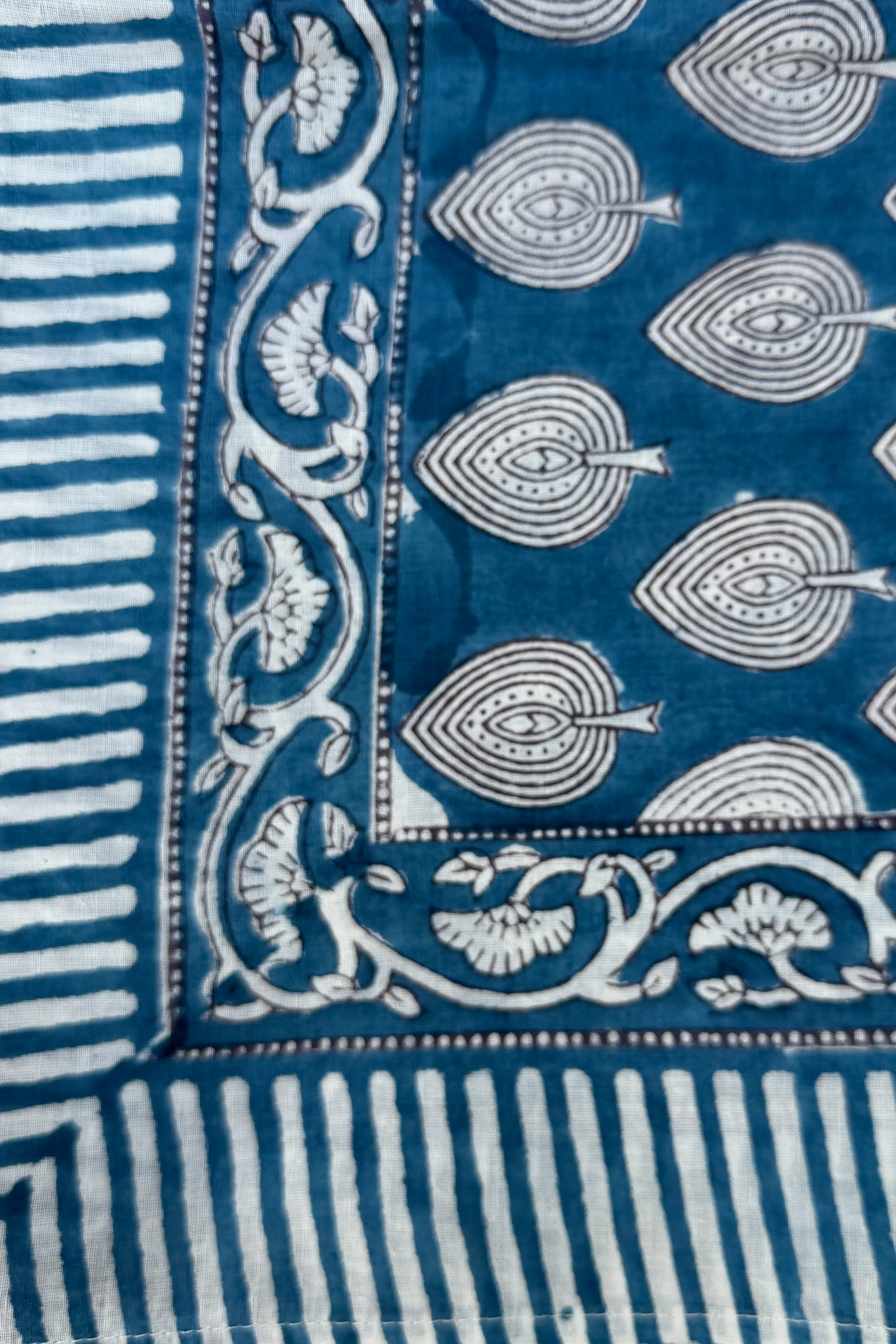Cotton Scarf In Blue Leaf