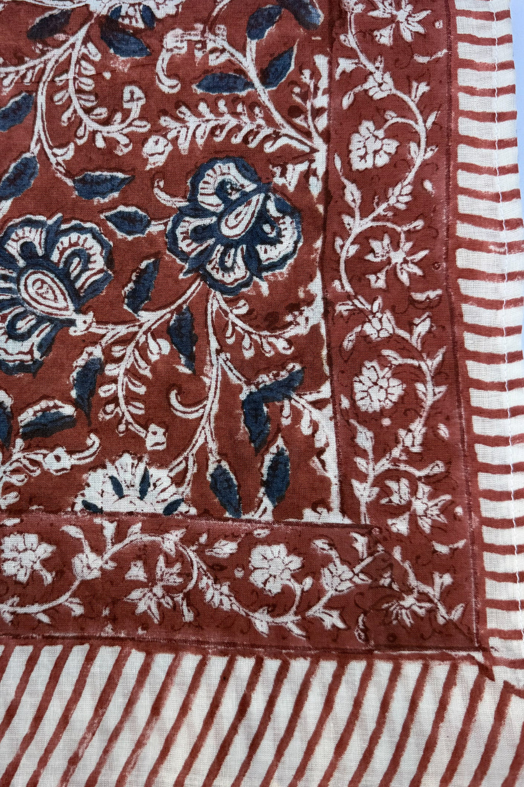 Cotton Scarf In Rust Botanical