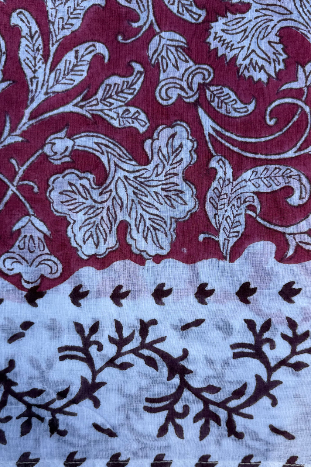 Cotton Scarf In Burgundy Botanical