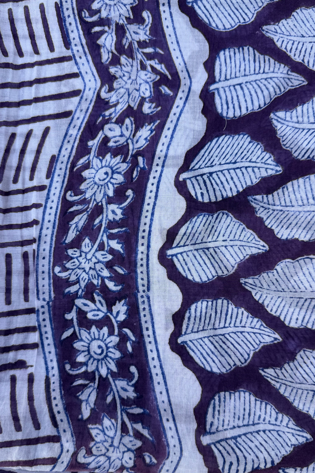 Cotton Scarf In Purple Leaves