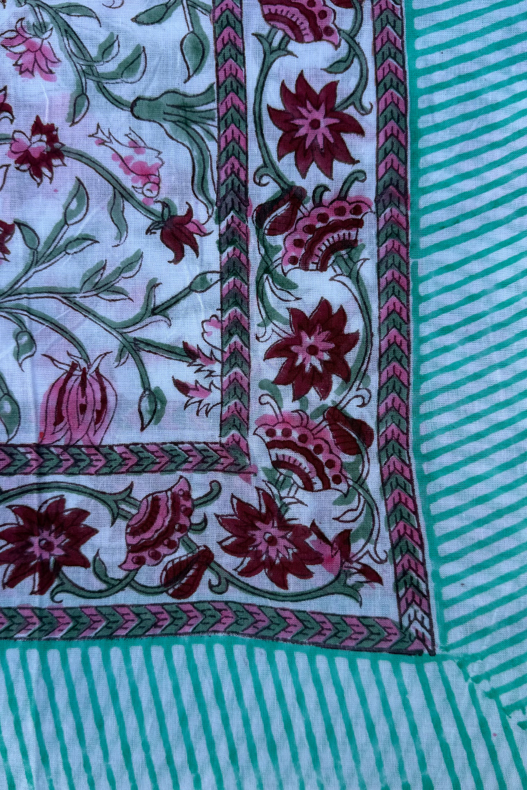 Cotton Scarf In Pink & Red Botanical