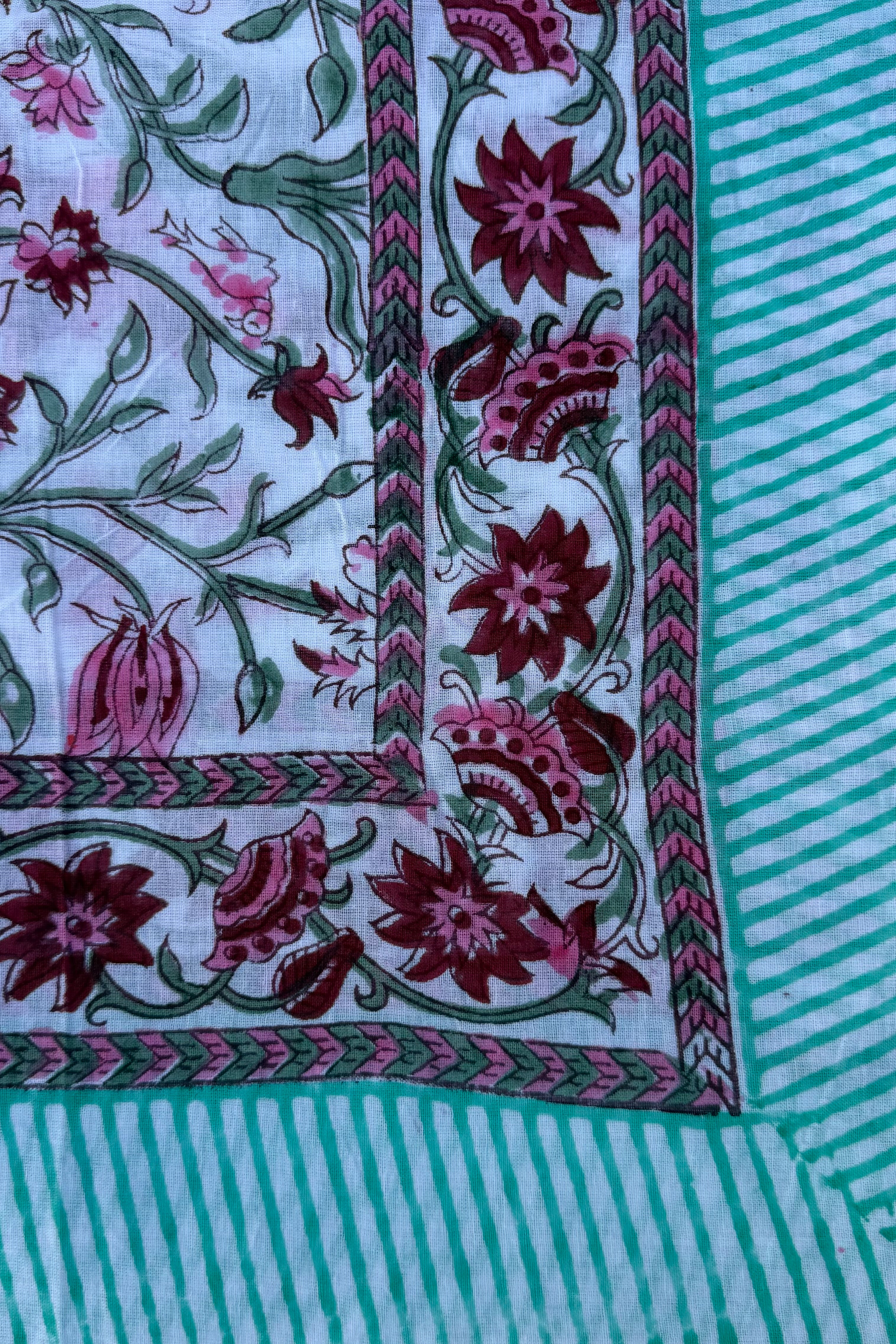 Cotton Scarf In Pink & Red Botanical