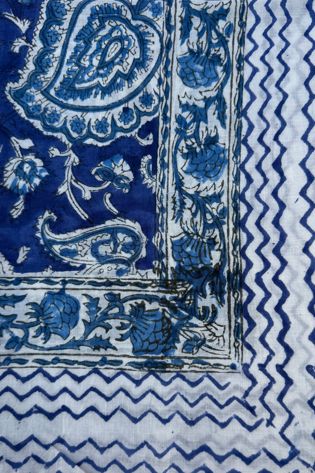 Cotton Scarf In Blue Paisley