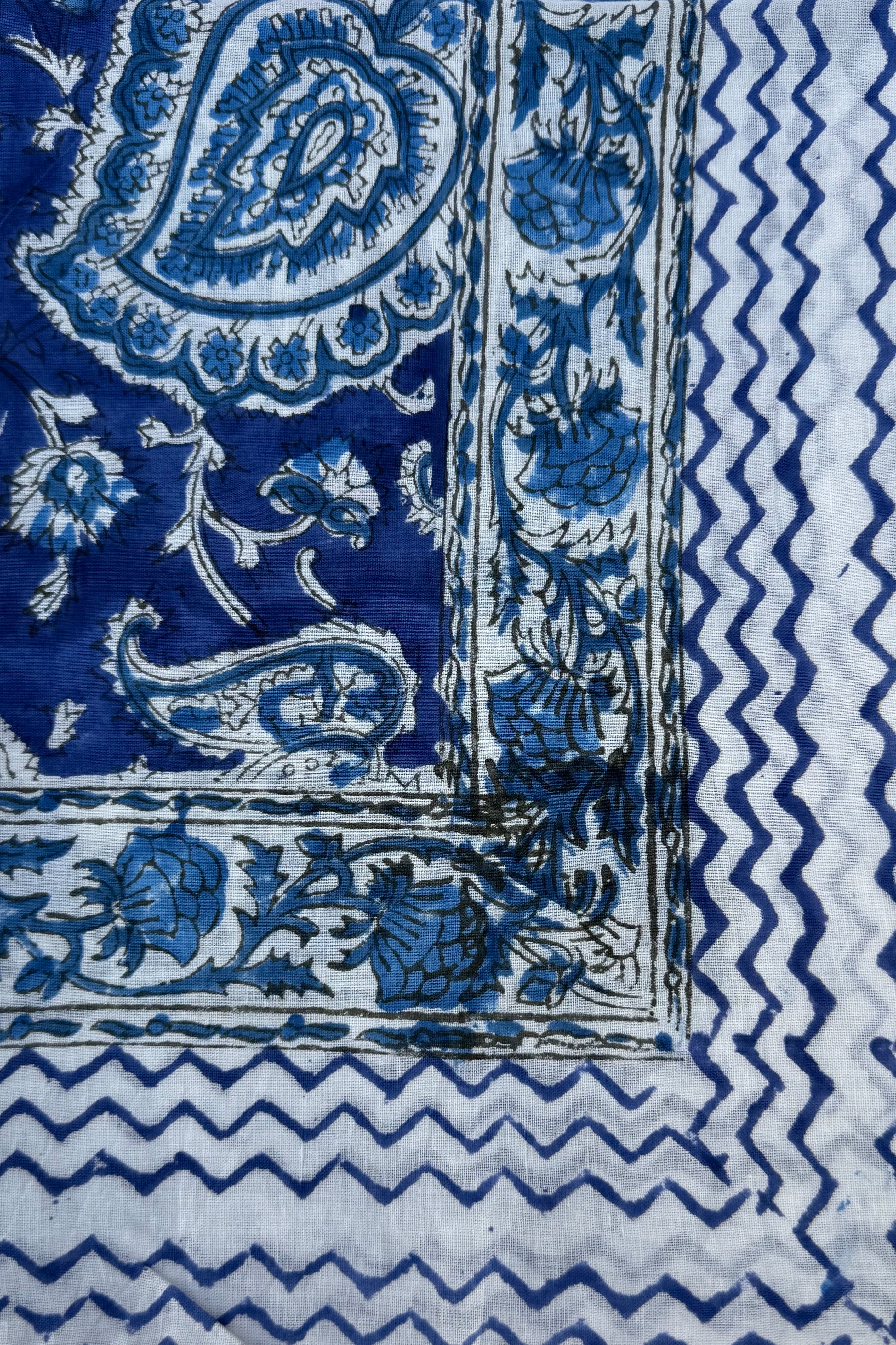 Cotton Scarf In Blue Paisley
