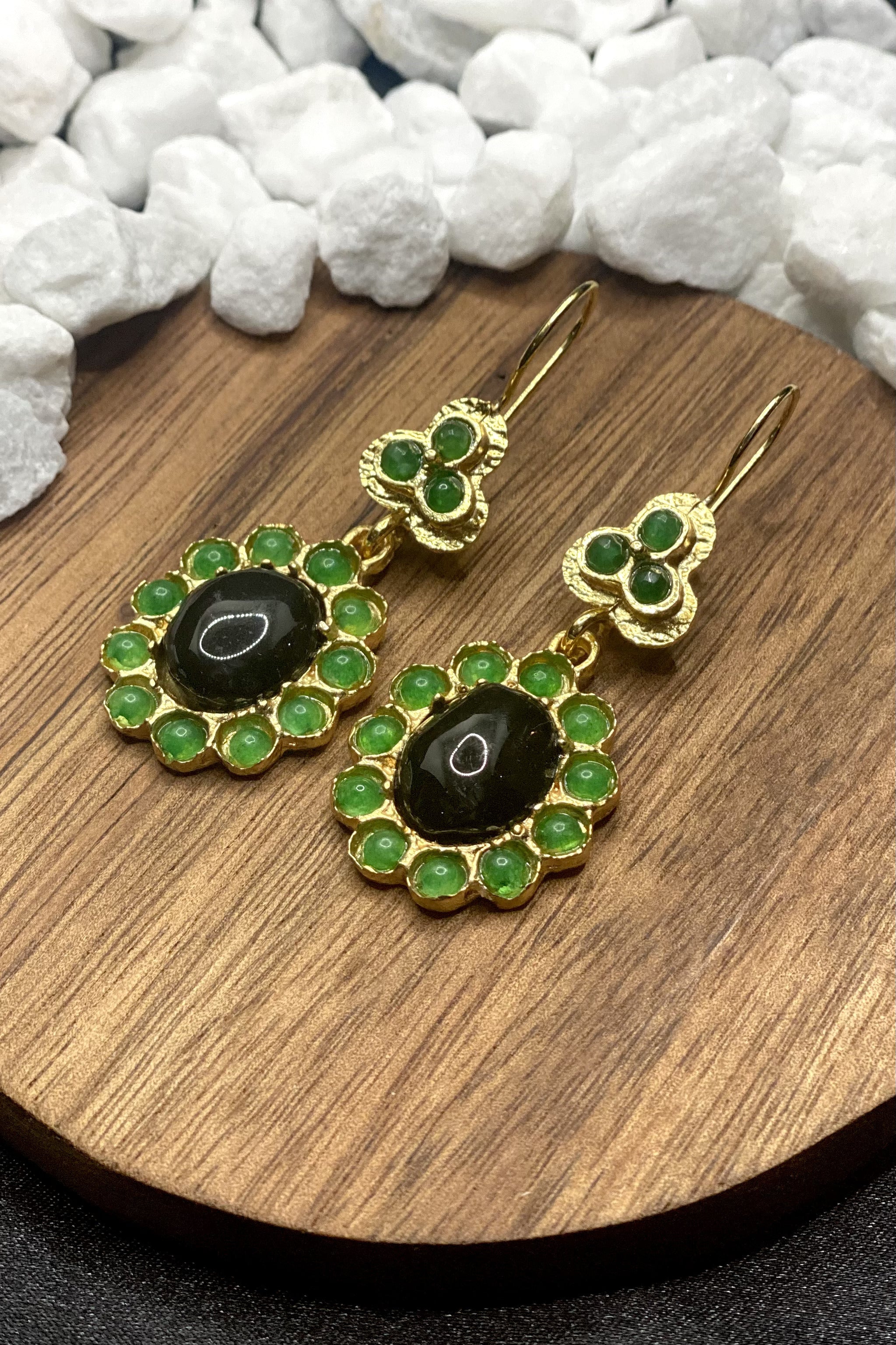 Arya Earrings In Emerald Green