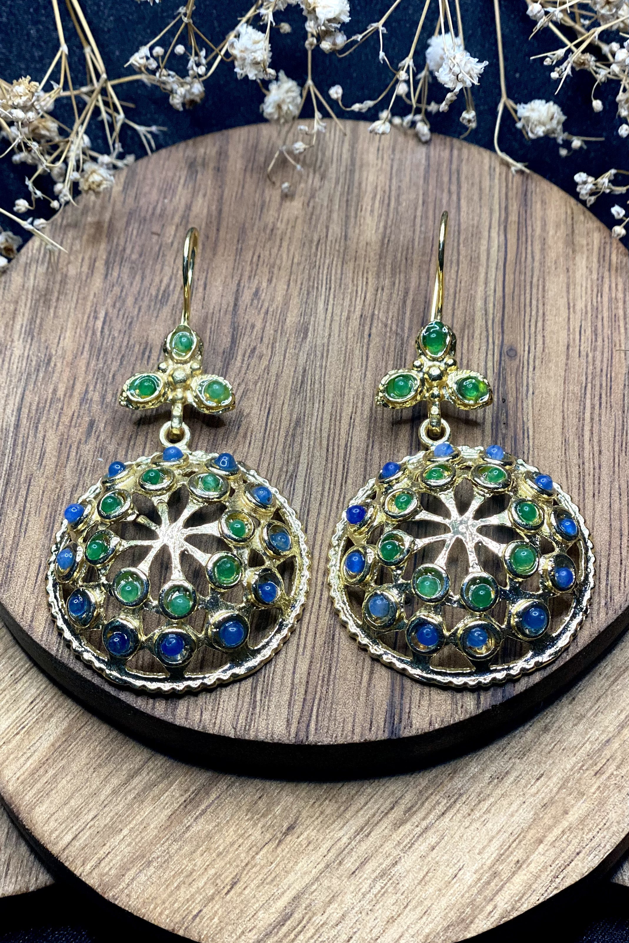 Vanita Earrings In Blue & Green